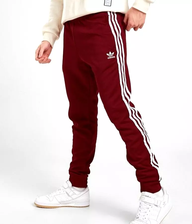 LG adidas Originals MEN'S SST TRACK PANTS / JOGGERS BURGUNDY RARE LAST 1