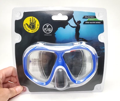 Body Glove Enlighten II Adult Swimming Diving Snorkel Mask Blue Tempered Glass