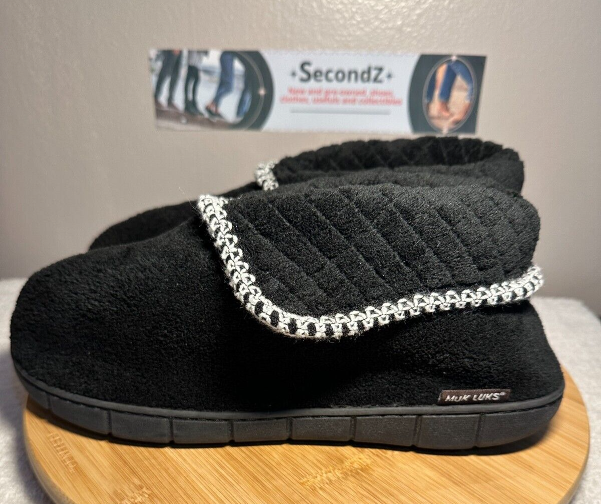 SAOLA Pantofole stivali in pile Muk Luks neri XL con suola in gomma