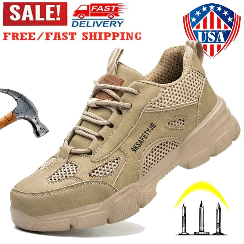 Mens Indestructible Steel Toe Work Boots Comfortable Slip Resistant Hiking Sneak