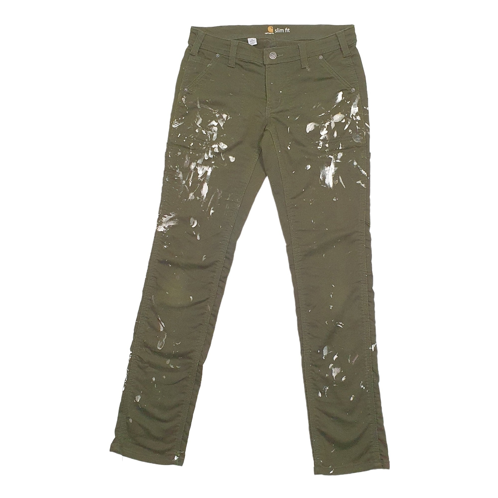CARHARTT Carpenter Workwear Trousers Cotton Green Womens UK8 image 2