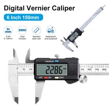 Digital Caliper 6 In Stainless Steel LCD Screen Vernier Calipers Measuring Tool