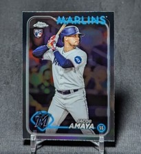 Jacob Amaya Refractor Rookie RC 2024 Topps Chrome Card #92 Miami Marlins