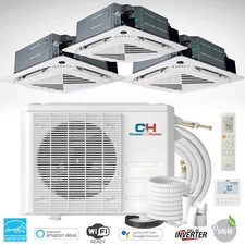 28000 BTU Tri 3 Zone Mini Split Heat Pump Cassette Air Conditioner 9K+12K+12K