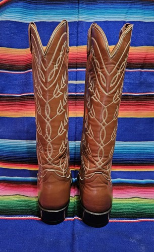 Vtg TONY LAMA Womens Tall Cowboy Boots Black Label Exotic Brown Lizard 4.5 B USA - Picture 8 of 10