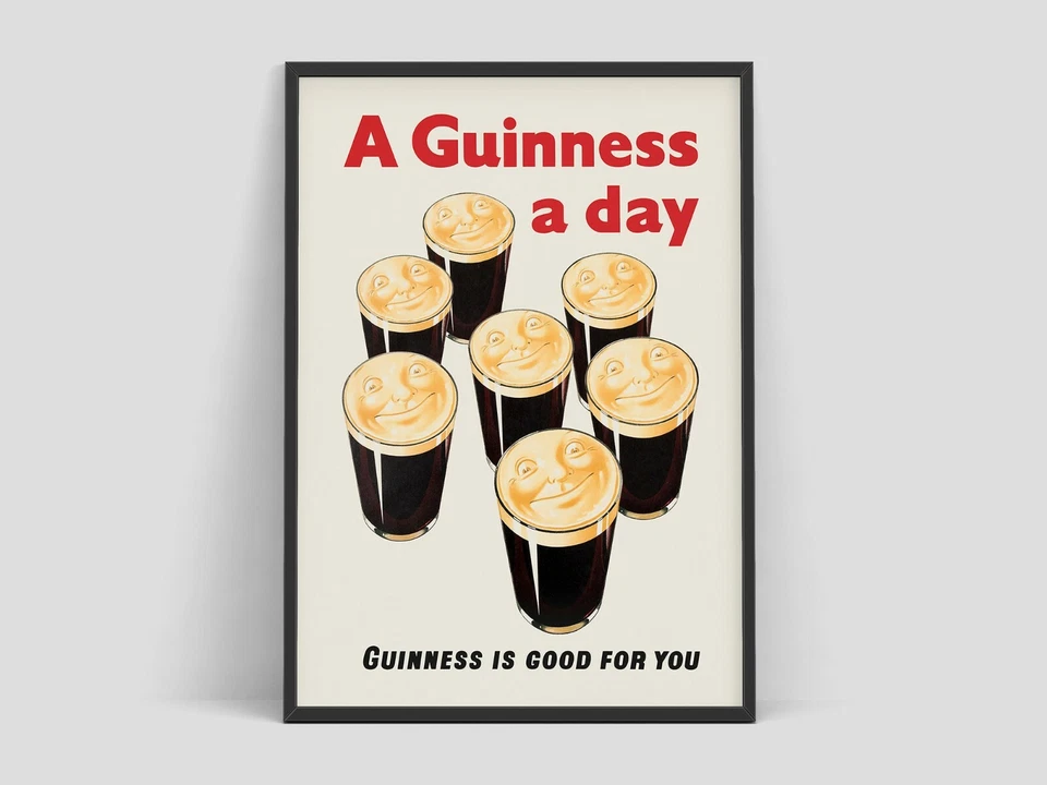 Conjunto de 3 cervejas Guinness publicidade retrô vintage impressão de arte de parede. Ótima decoração - Imagem 4 de 4