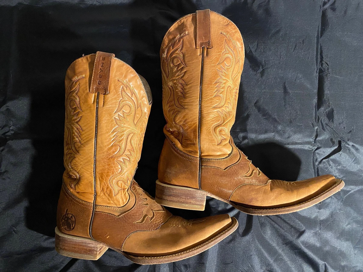 Men s REYME Brown Long Toe Western Cowboy Boots Size 8 eBay