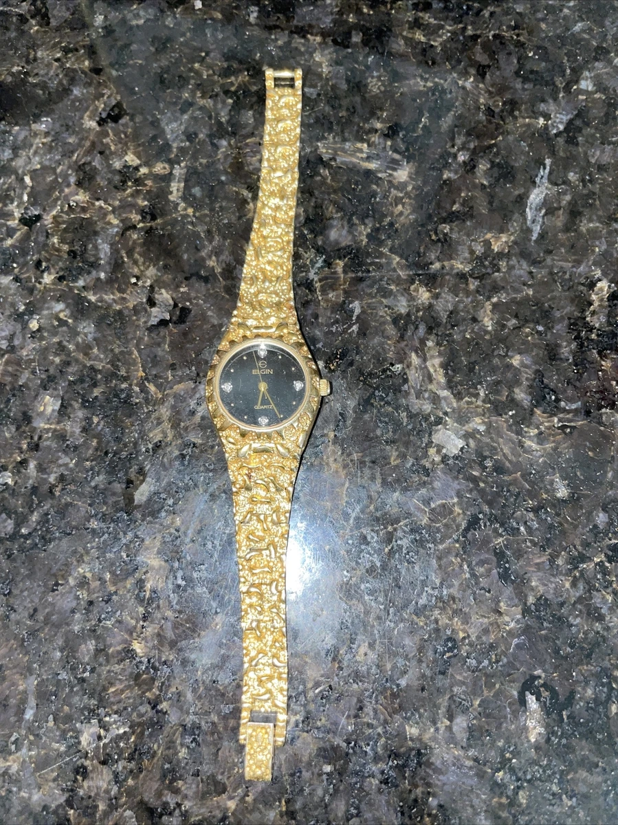 Elgin quartz gold nugget watch sale