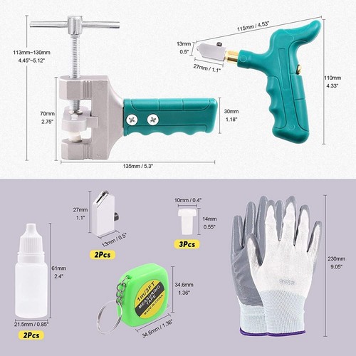 12Pcs 2 in 1 Glass Tile Cutter Tool Kit Including Glass Breaking Pliers and - Picture 4 of 7