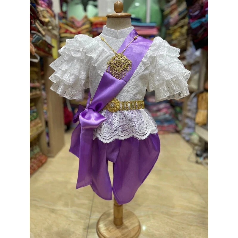 Lindos looks vintage niña tailandesa niño encaje suave y pantalones ocasión festival escolar Foto 4 de 4