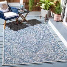 SAFAVIEH Outdoor CY8763-36812 Courtyard Light Grey / Navy Rug