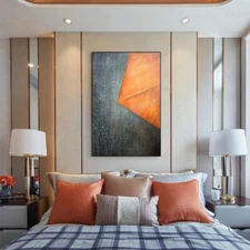Handpainted Oil Painting Orange Gray Abstract grey Living Room Home Decoration