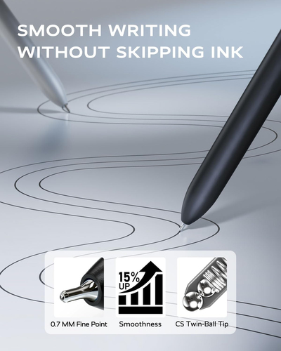 Black Gel Pens, 6Pcs Fine Point Smooth Writing Pens with 3 Extra Refills, Quick - Picture 4 of 12
