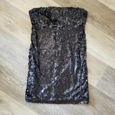 Urban Outfitters Sparkle Fade Black Sequin Strapless Dress Size 8