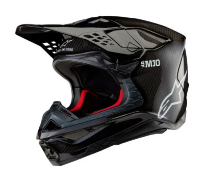 2026 ALPINESTARS SUPERTECH S-M10 SM10 CARBON HELMET SOLID BLACK CARBON EC2206 MX