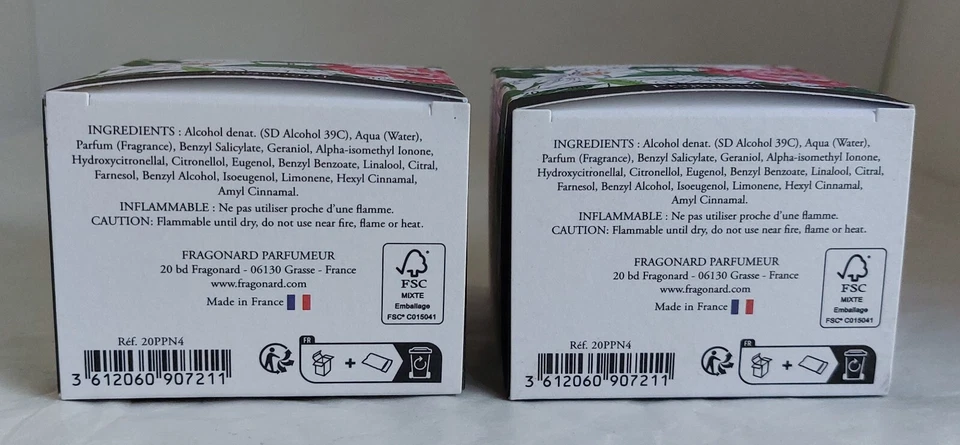 Fragonard - 2 Boîtes de 20 pochettes parfumées - Eau de Toilette - Photo 3/3