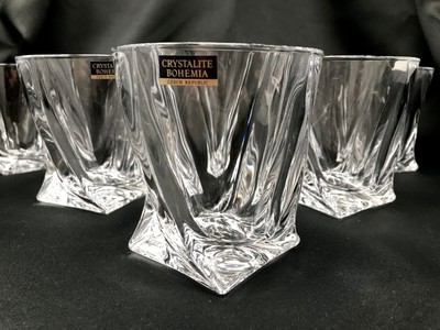 Whiskey Tumbler set of 6 Vodka Water Wine Glasses11oz Bohemia Czech Crystal Gift