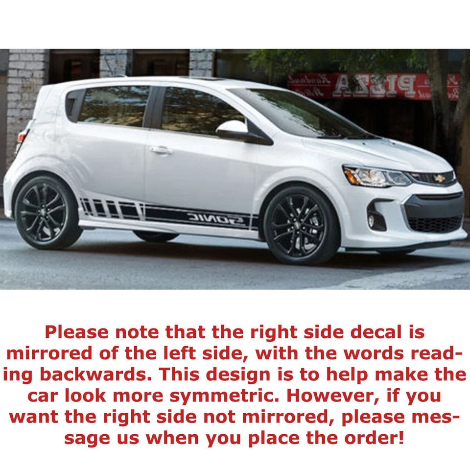 2X Calcomanías de vinilo adhesivas de gráficos multicolores laterales de carreras de autos para Chevrolet Sonic Foto 2 de 4
