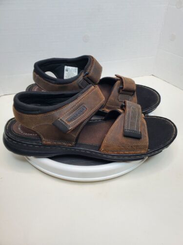 Rockport Herren Darwyn Viertelriemen LEDER braun Sandale Gr. 12 EUC H80295