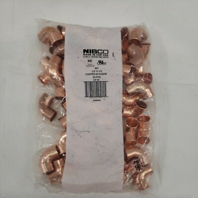 Nibco 9055450 PC607 Wrot Copper 90 Degree Elbow 1/2 Inch--LOT OF 50