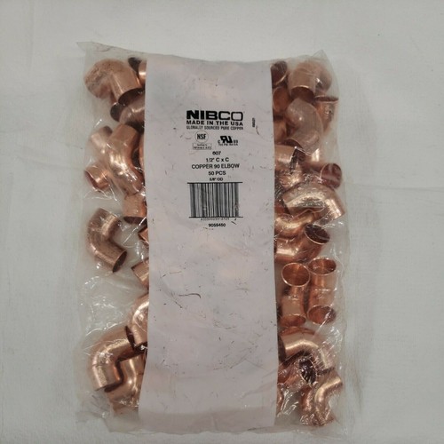 Nibco 9055450 PC607 Wrot Kupfer 90 Grad Winkel 1/2 Zoll -- 50 Stück - Bild 1 von 3