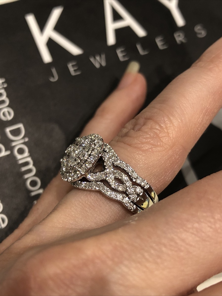 DIAMOND RING SET 14K WHITE GOLD TCW Size Engagement Ring