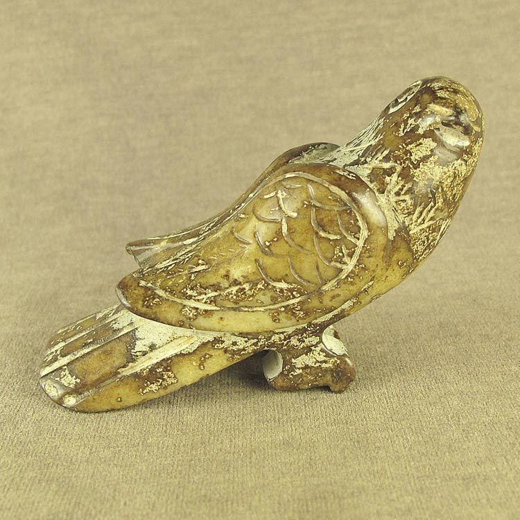 中国、漢　鳥 Han Dynasty Stunning Figurine Chinese Old Antique Jade Carved Bird