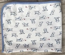 Little ME cotton baby blanket Puppy Dog Lovey Blue Trim Red Ball White Bone