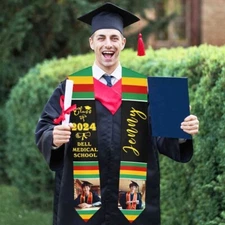 Personalized Grad Stole, Custom Name Sash, Mexican Flag, Class of 2025 Gift