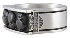 Harley-Davidson Men's Multiple Willie G Skull B&S Signet Ring, Stainless Steel