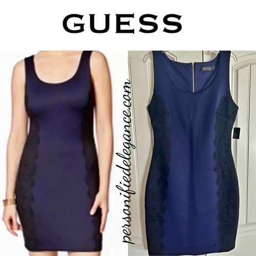 guess navy blue lace dress