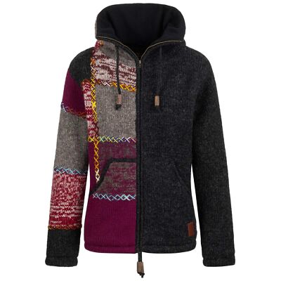 Strickjacke Schurwolle Wolle Jacke Thermo-Hoch--Kragen Futter