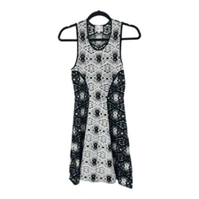 Parker Womens Size Small Black White Naima Jacquard Fit & Flare Dress