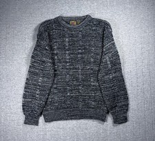 Vintage Grandpa Sweater Saturdays Mens Small Black White Marl Knit Oversized 90s