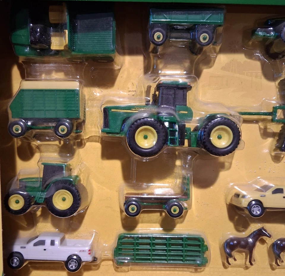 NEW John Deere Farm Toy Set 20 Piece by Tomy Tractors Trucks Horses Wagons +More - Image 2 of 4