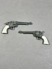 Vintage Marx Miniature Six Shooter Colt Revolver Metal Cap Gun Toy Lot of 2