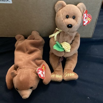 Ty Beanie Babies Bandage Bear ''Get Well Soon'' Plush 1998 Vintage