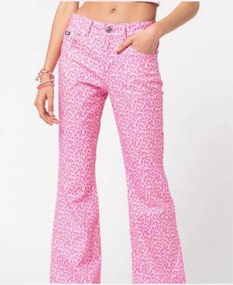 Minga rosa Y2K beeinflusst Leopardenhaut Print Schlagjeans - Größe 10 - neu mit Etikett