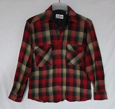 Vintage Sears Roebuck Flannel Shirt Men's Sz Medium Red Plaid Wool Blend   H8 