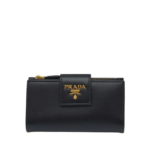 Portefeuille Prada Saffiano à rabat liquidation en métal PRA101061 115540264