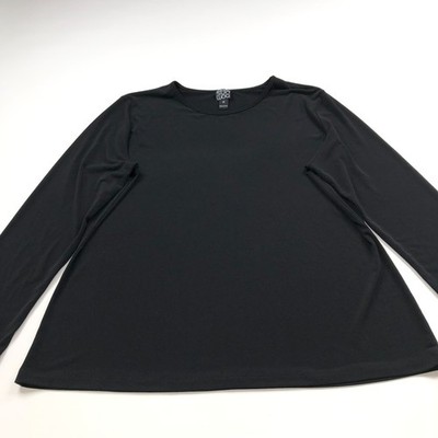Clara Sun Woo Plus 1X Womens Pullover Top Long Sleeve Black