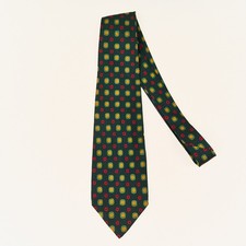 Vintage Fortune Foulard Silk Tie Green Geometric Squares Made in USA 3.25" x 47"