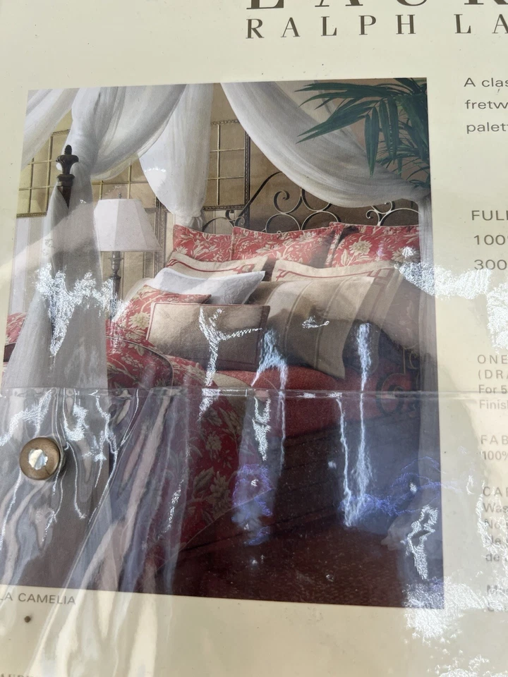 Sábana plana completa de lino 100 % algodón satén 300c Lauren Ralph Lauren Villa Camelia Foto 4 de 4