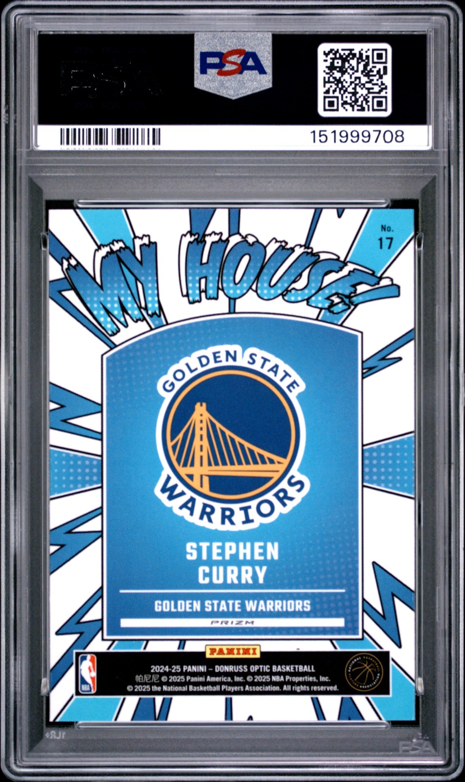 2024 PANINI DONRUSS OPTIC MY HOUSE PURPLE #17 STEPHEN CURRY PSA 10 view 2