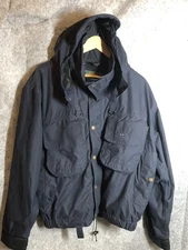 Hodgman Jacket Mens Medium Navy Hooded Fishing Field Mesh Lined Multi Pocket
