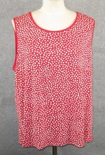 Susan Graver Size 1X  Liquid Knit Tank Top Womens Scoop Neck Red Polka Dot
