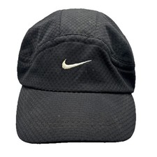 Nike Swoosh Black Running Hat Dri-Fit Lightweight Strapback Cap One Size