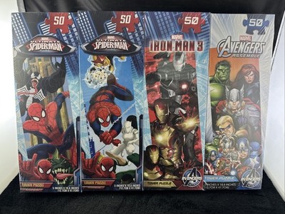 Marvel Avengers, Spider Man, Iron Man 3 (4) 50 pc tower puzzles NEW/SEALED 