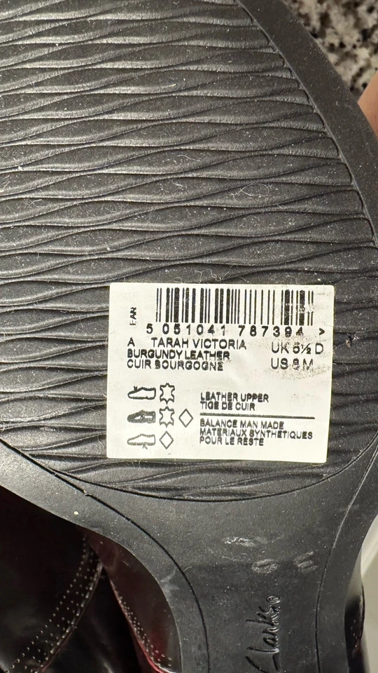 Clarks Artesanal Mujer Marrón Granate Punta Redonda Tarah Victoria Tacón Bloque Oxford 8M Foto 4 de 4