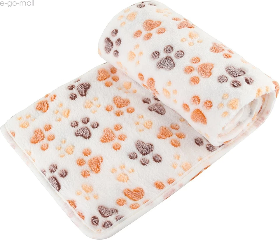 Cojín de cama manta suave polar con estampado de patas pequeñas para mascotas 4 piezas Foto 3 de 4